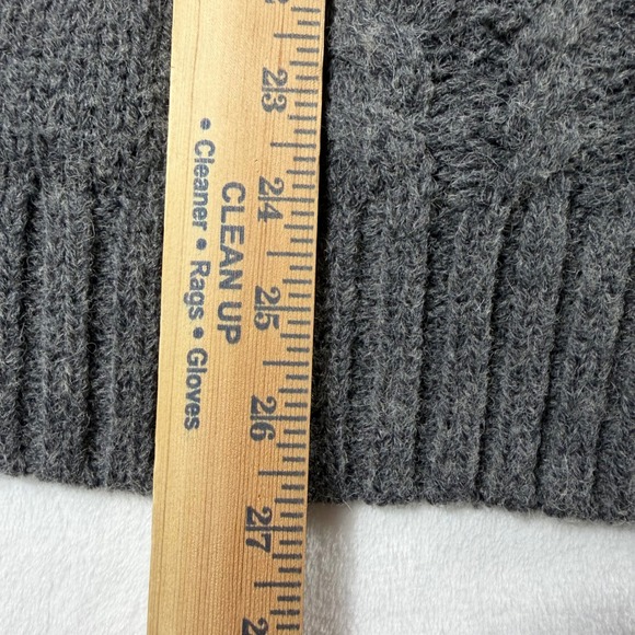 Talbots Cable Knit Cardigan Womens Medium Gray Alpaca Wool Zip Sweater EUC - Picture 7 of 9